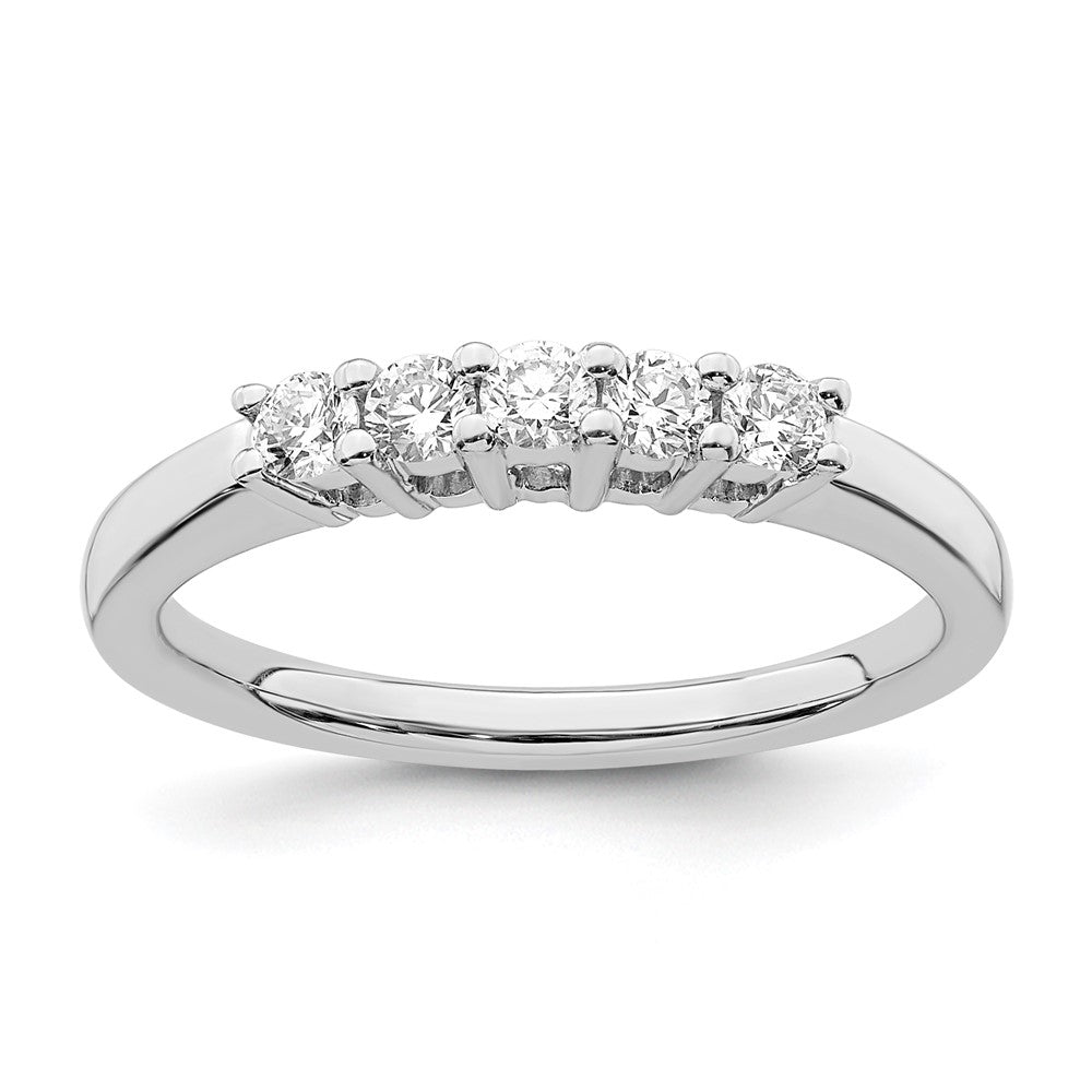 14K Weißgold Ehering mit 5 natürlichen Diamanten