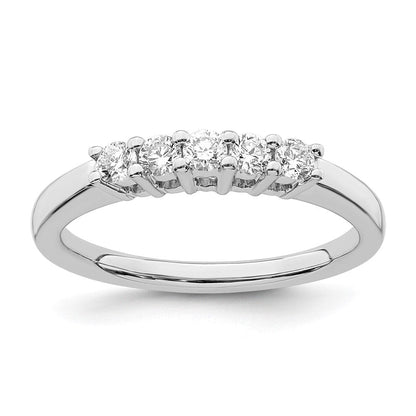 14K Weißgold Ehering mit 5 natürlichen Diamanten