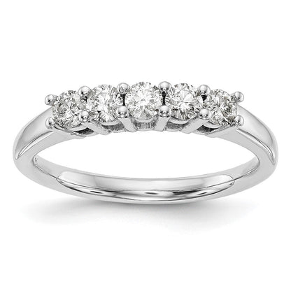 14K Weißgold 5-stone Shared Krappen 1/2 Karat Rund Komplett Diamant Ehering Ring