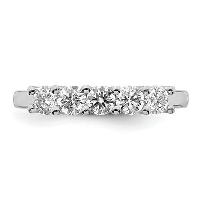 14K Weißgold 5-stone Shared Krappen 3/4 Karat Rund Komplett Diamant Ehering Ring