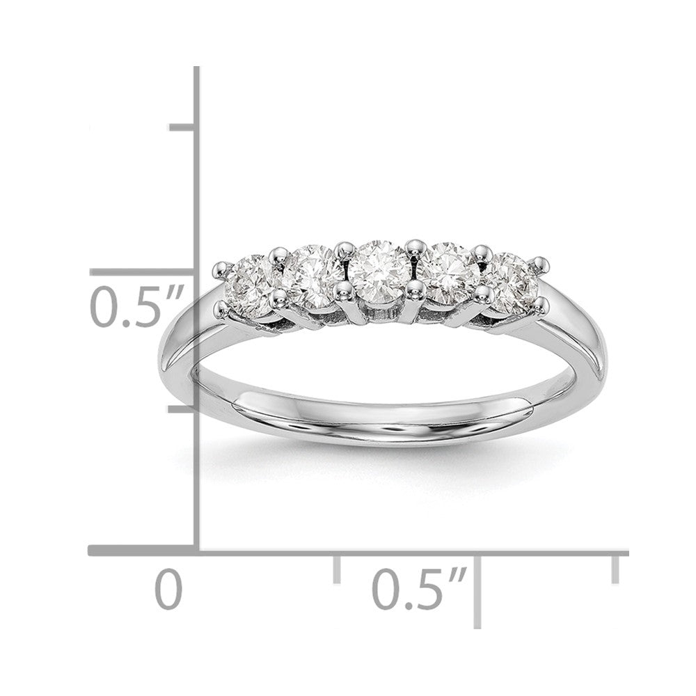 14K Weißgold 5-stone Shared Krappen 3/4 Karat Rund Komplett Diamant Ehering Ring