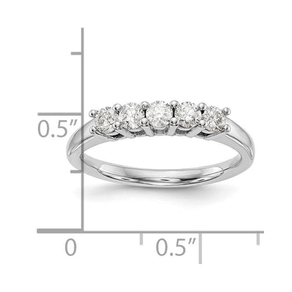 14K Weißgold 5-stone Shared Krappen 3/4 Karat Rund Komplett Diamant Ehering Ring