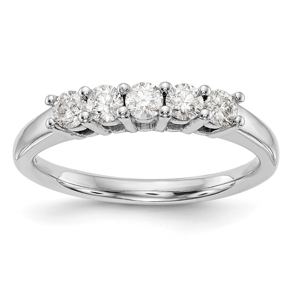 14K Weißgold 5-stone Shared Krappen 3/4 Karat Rund Komplett Diamant Ehering Ring