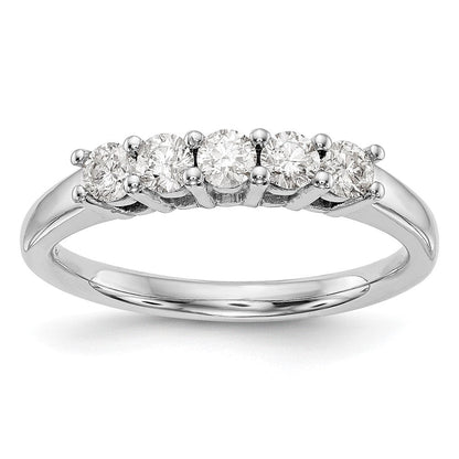 14K Weißgold 5-stone Shared Krappen 3/4 Karat Rund Komplett Diamant Ehering Ring