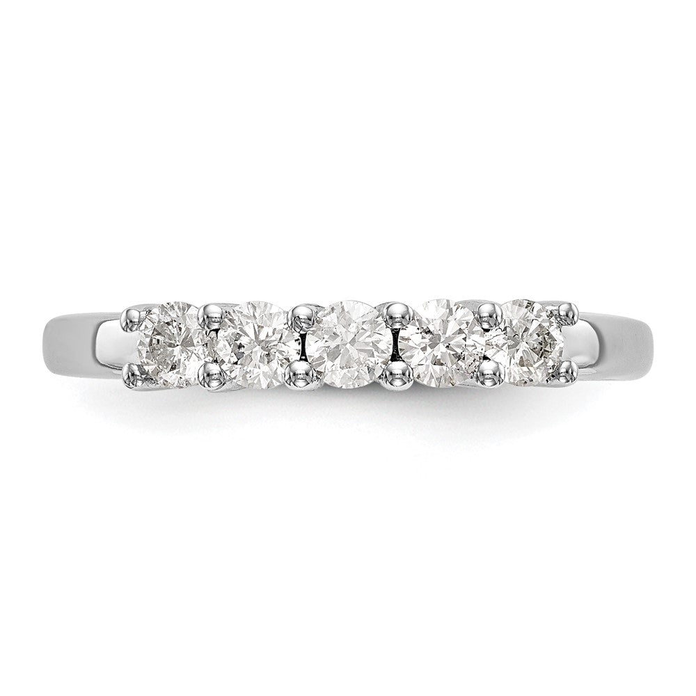 14K Weißgold 5-stone Shared Krappen 1 Karat Rund Komplett Diamant Ehering Ring