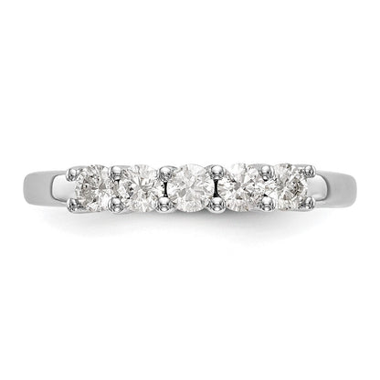 14K Weißgold 5-stone Shared Krappen 1 Karat Rund Komplett Diamant Ehering Ring