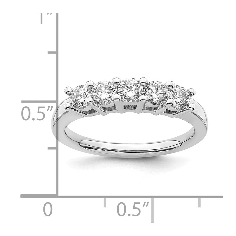 14K Weißgold 5-stone Shared Krappen 1 Karat Rund Komplett Diamant Ehering Ring