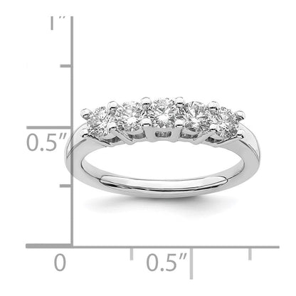 14K Weißgold 5-stone Shared Krappen 1 Karat Rund Komplett Diamant Ehering Ring