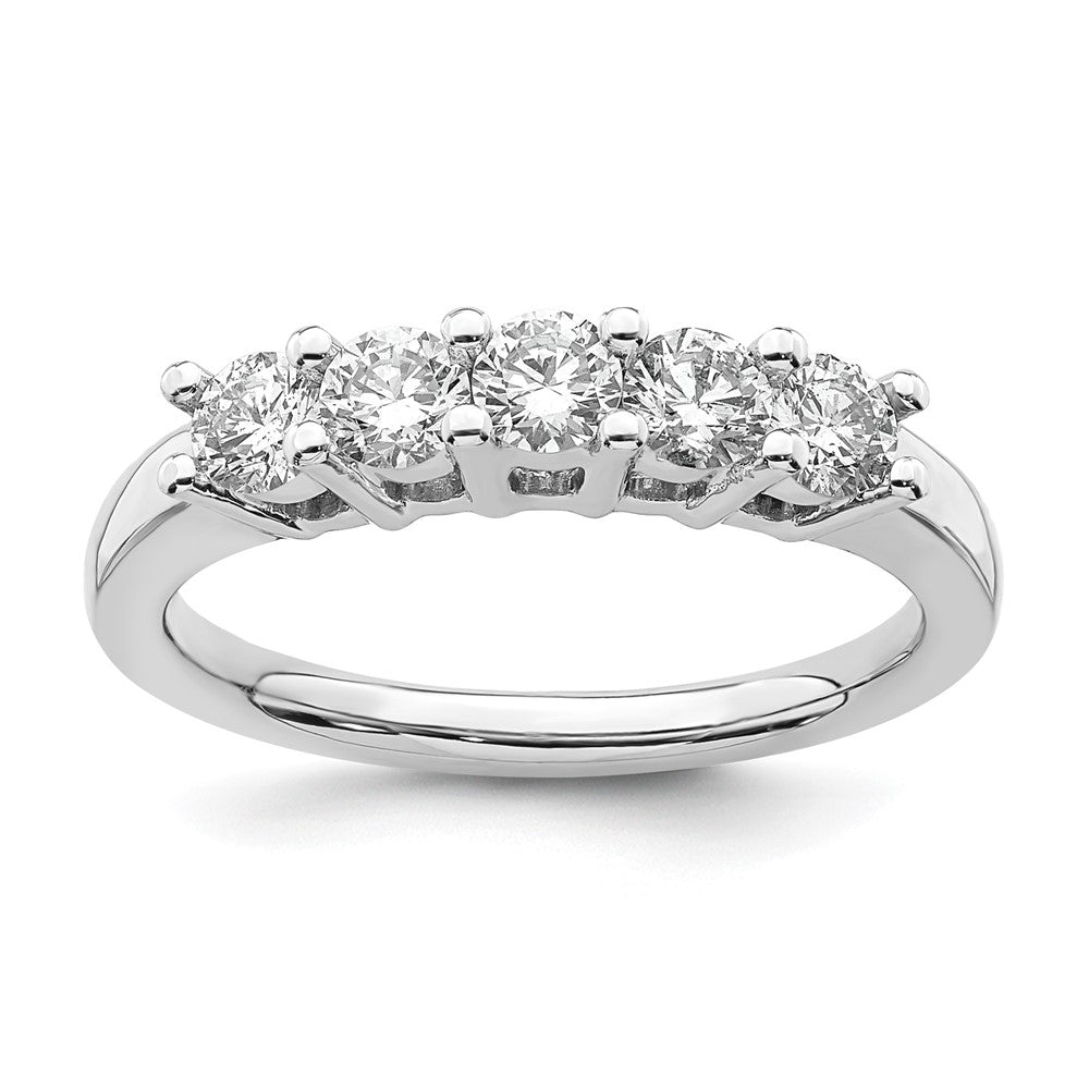 14K Weißgold 5-stone Shared Krappen 1 Karat Rund Komplett Diamant Ehering Ring