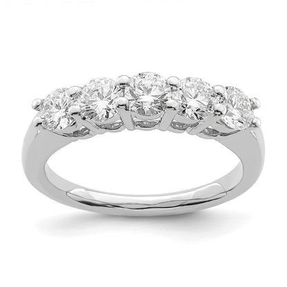 14K Weißgold 5-stone Shared Krappen 1.25 Karat Rund Komplett Diamant Ehering Ring