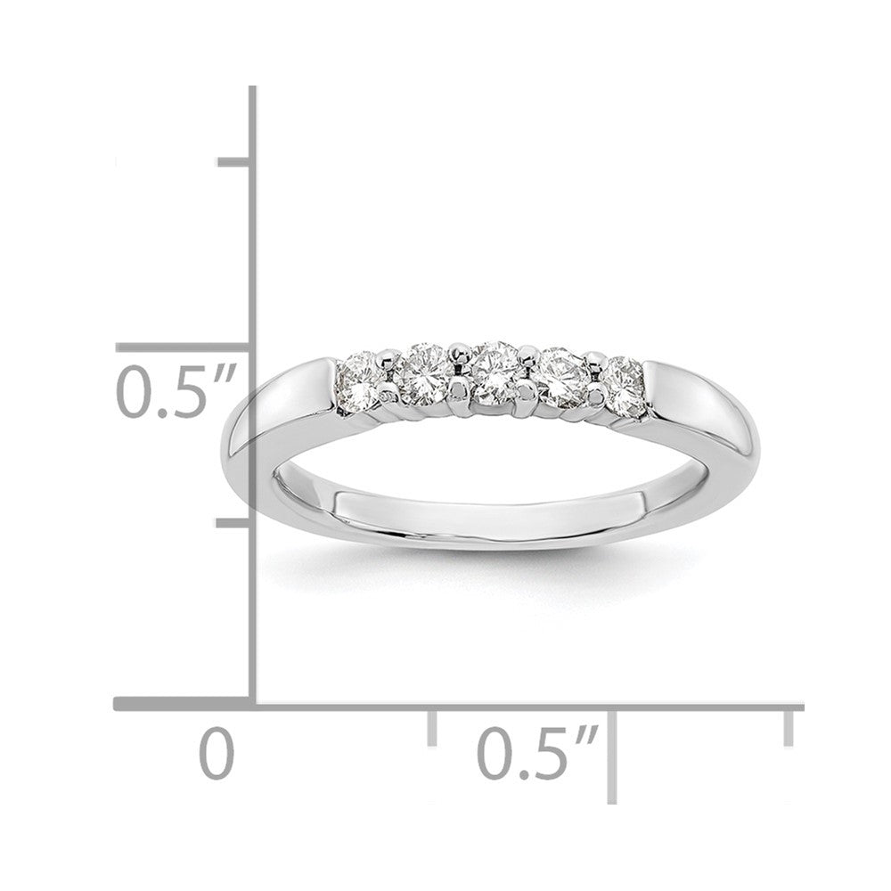 14K Weißgold Ehering mit 5 natürlichen Diamanten