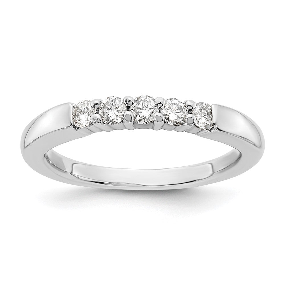 14K Weißgold Ehering mit 5 natürlichen Diamanten