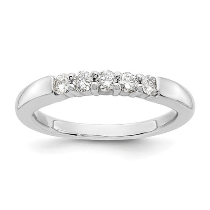 14K Weißgold Ehering mit 5 natürlichen Diamanten