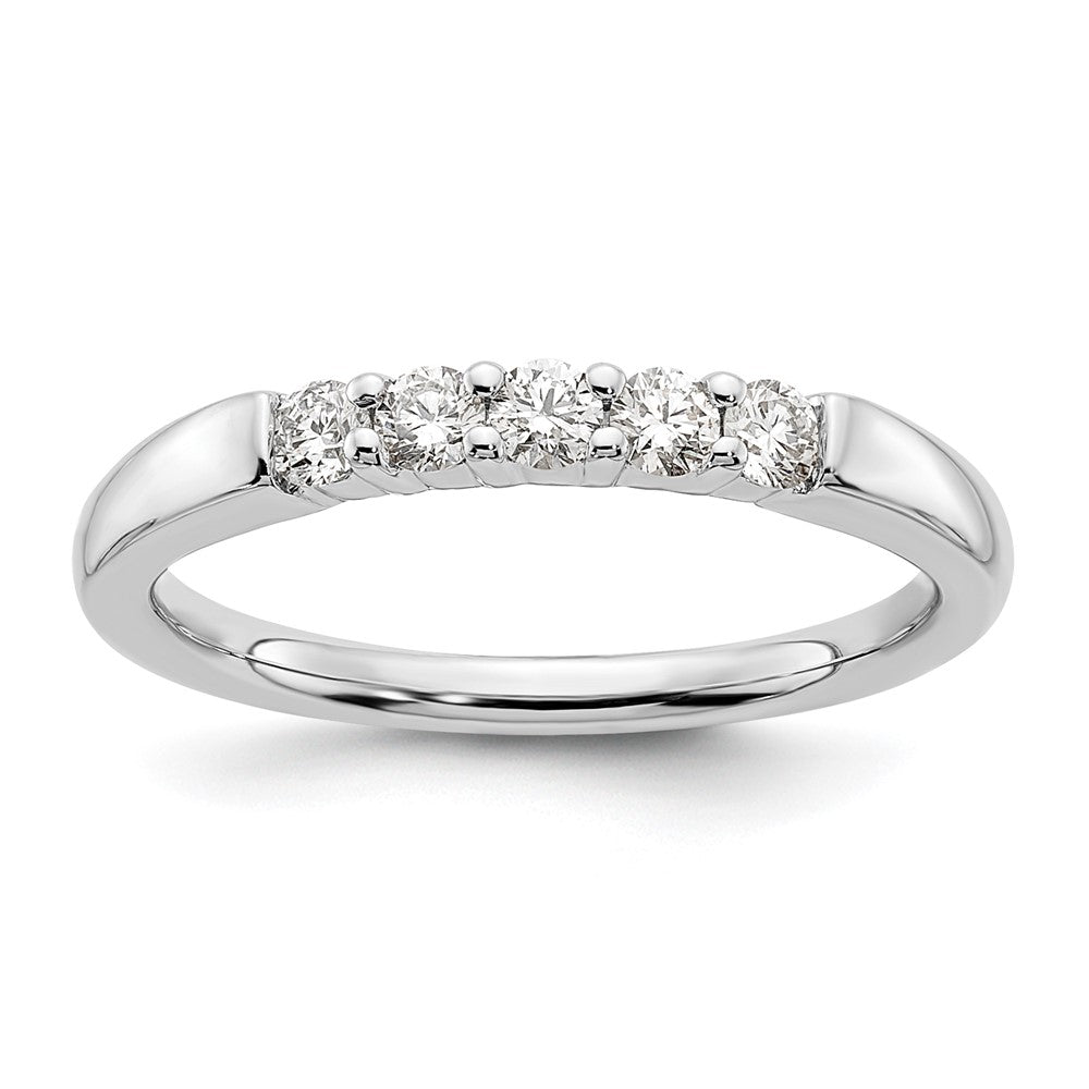 14K Weißgold Ehering mit 5 natürlichen Diamanten