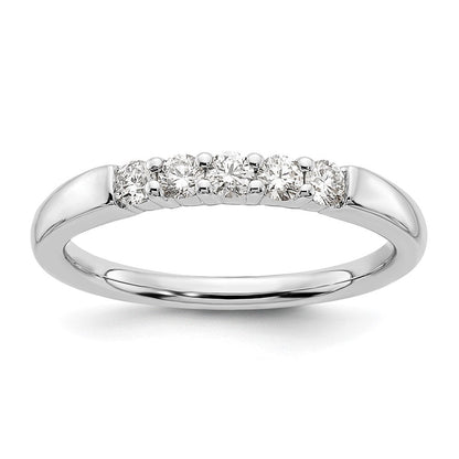 14K Weißgold Ehering mit 5 natürlichen Diamanten