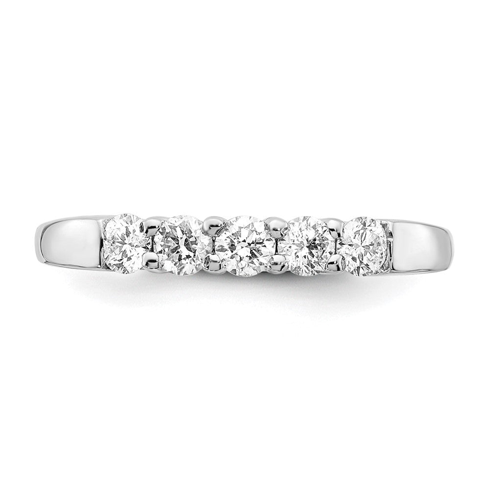 14K Weißgold Ehering mit 5 Diamanten