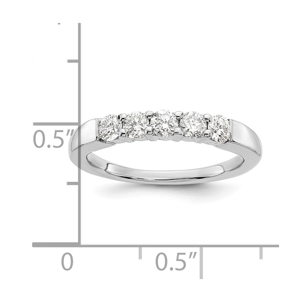 14K Weißgold Ehering mit 5 Diamanten
