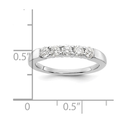 14K Weißgold Ehering mit 5 Diamanten
