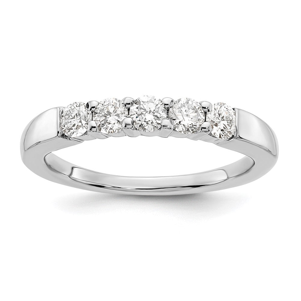 14K Weißgold Ehering mit 5 Diamanten