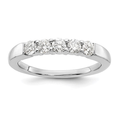 14K Weißgold Ehering mit 5 Diamanten