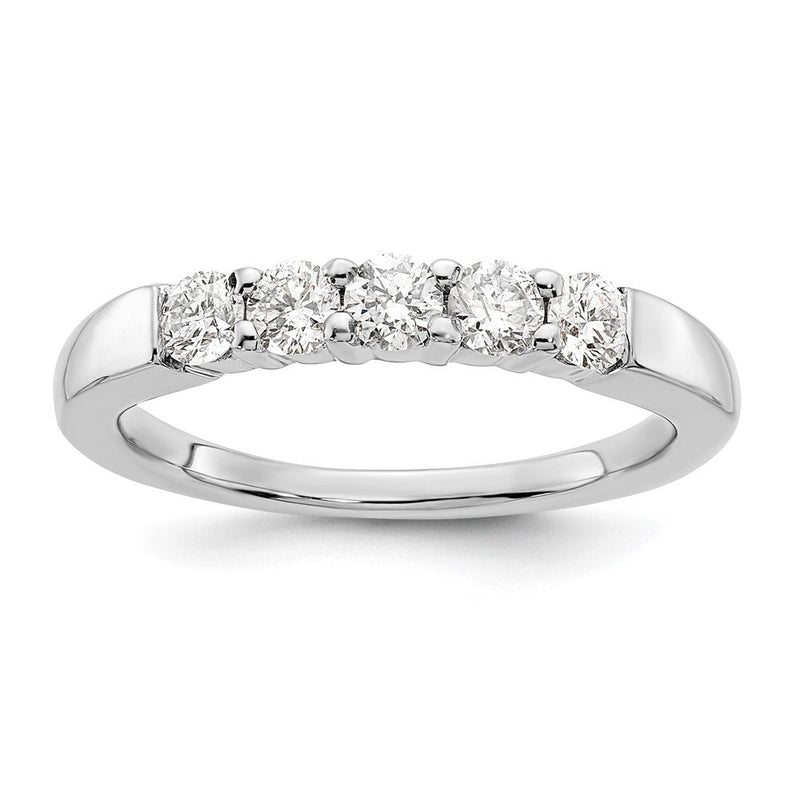 14K Weißgold Ehering mit 5 Diamanten