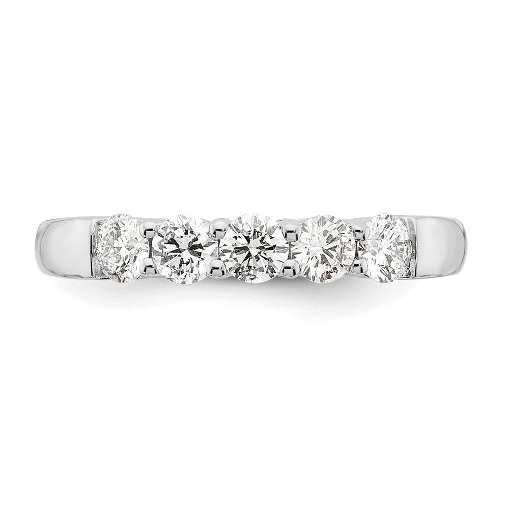 14K Weißgold Ehering mit 5 natürlichen Diamanten