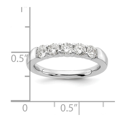 14K Weißgold Ehering mit 5 natürlichen Diamanten