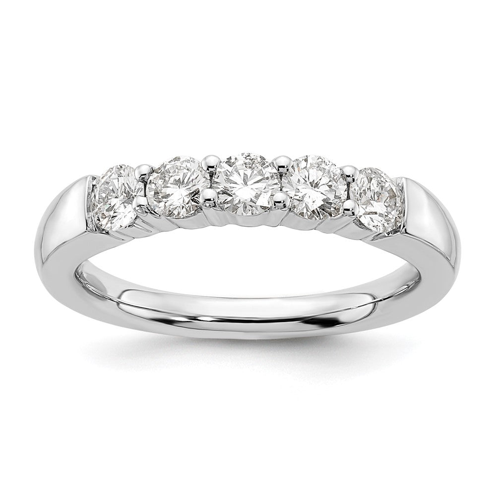 14K Weißgold Ehering mit 5 natürlichen Diamanten