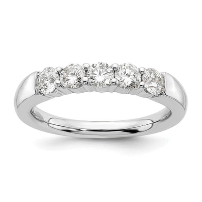 14K Weißgold Ehering mit 5 natürlichen Diamanten