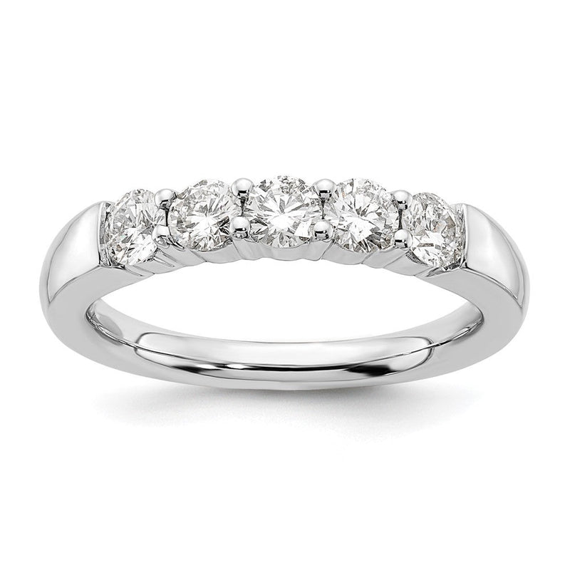 14K Weißgold Ehering mit 5 natürlichen Diamanten