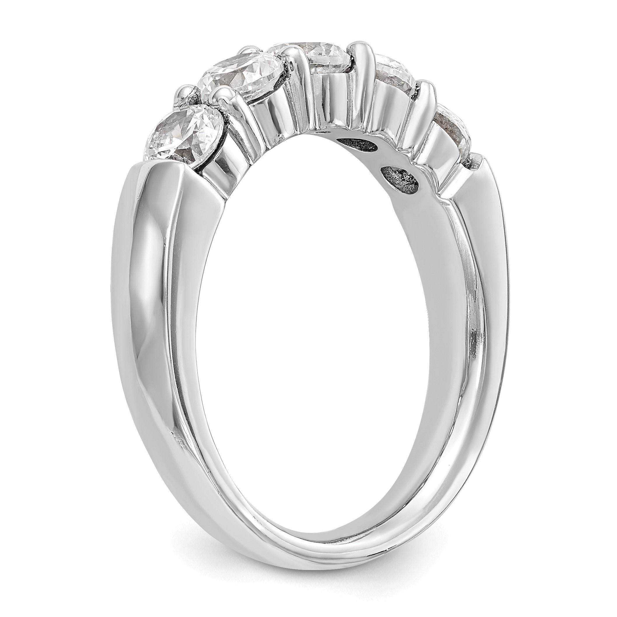 14K Weißgold Ring mit 5 natürlichen Diamanten