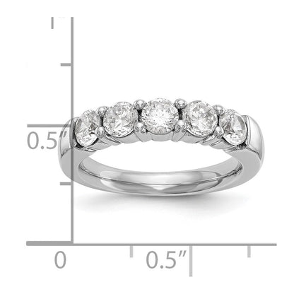 14K Weißgold Ring mit 5 natürlichen Diamanten