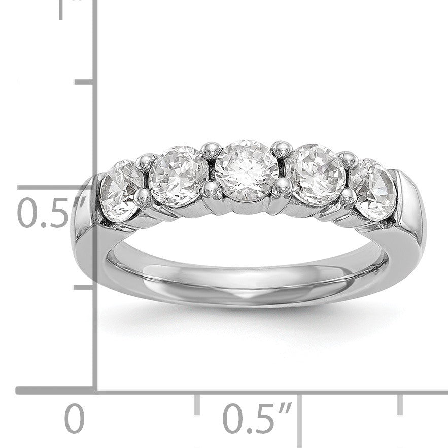 14K Weißgold 5-Stein-Ring mit natürlichen Diamanten