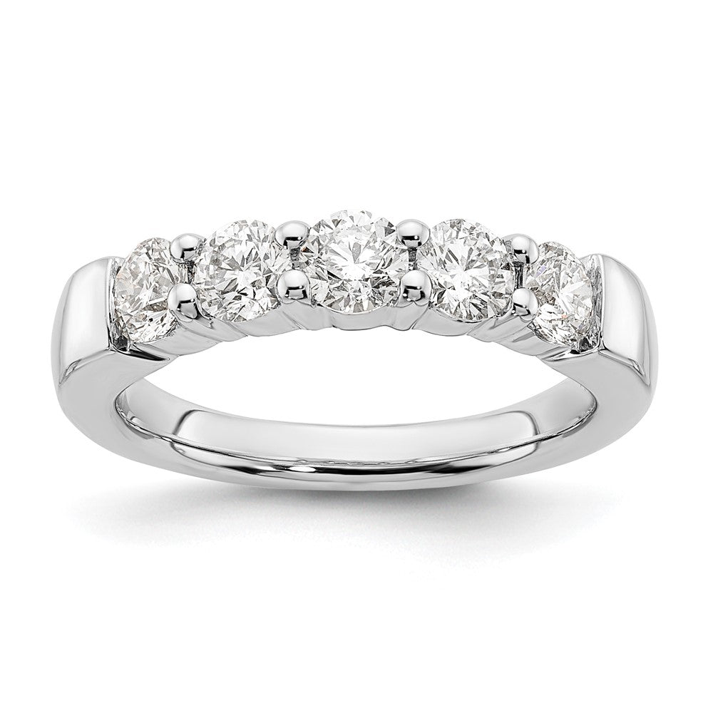14K Weißgold Fünf-Stein-Modering mit 1 ct. im Labor gezüchteten Diamanten, VS/SI+ G+