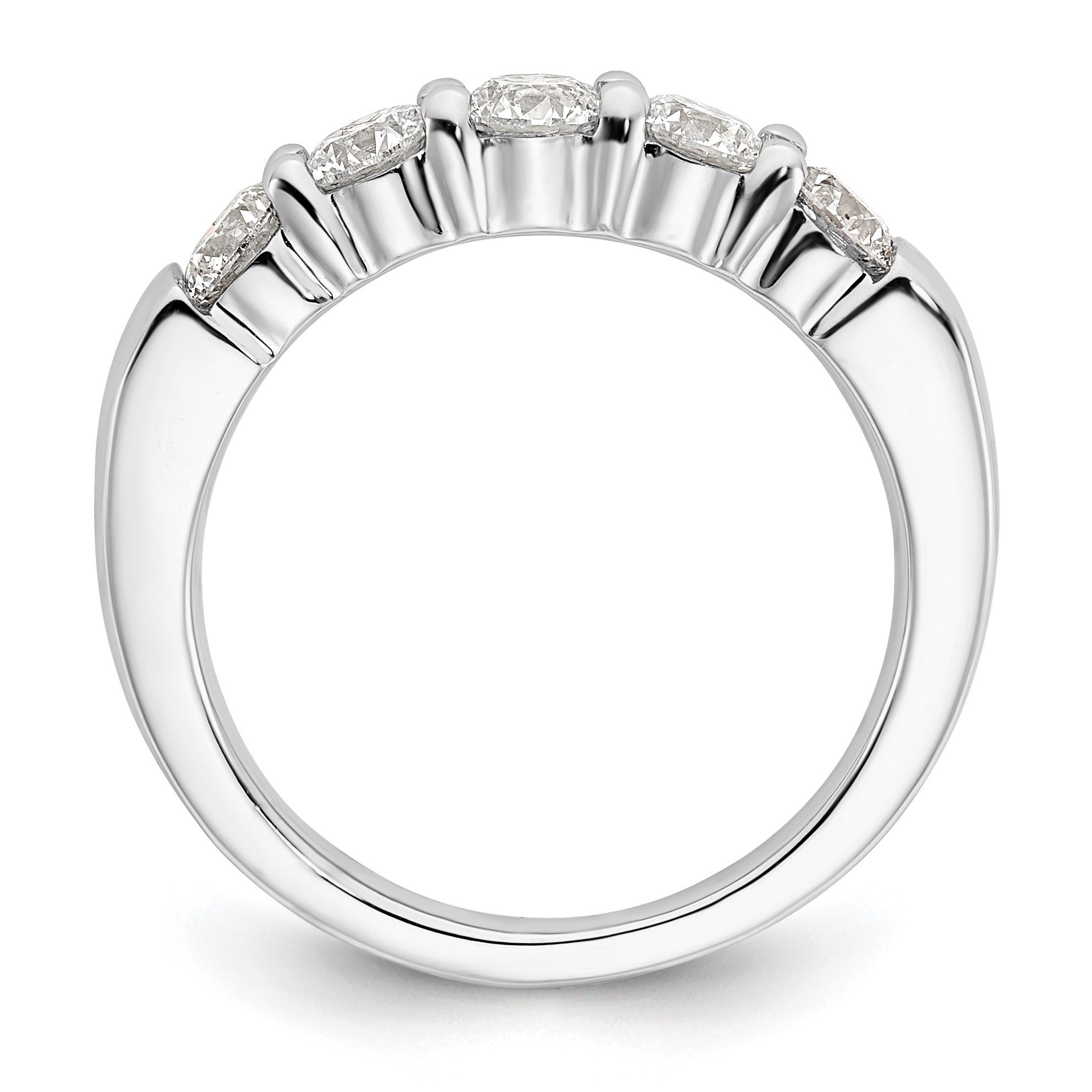 14K Weißgold Ring mit 5 natürlichen Diamanten