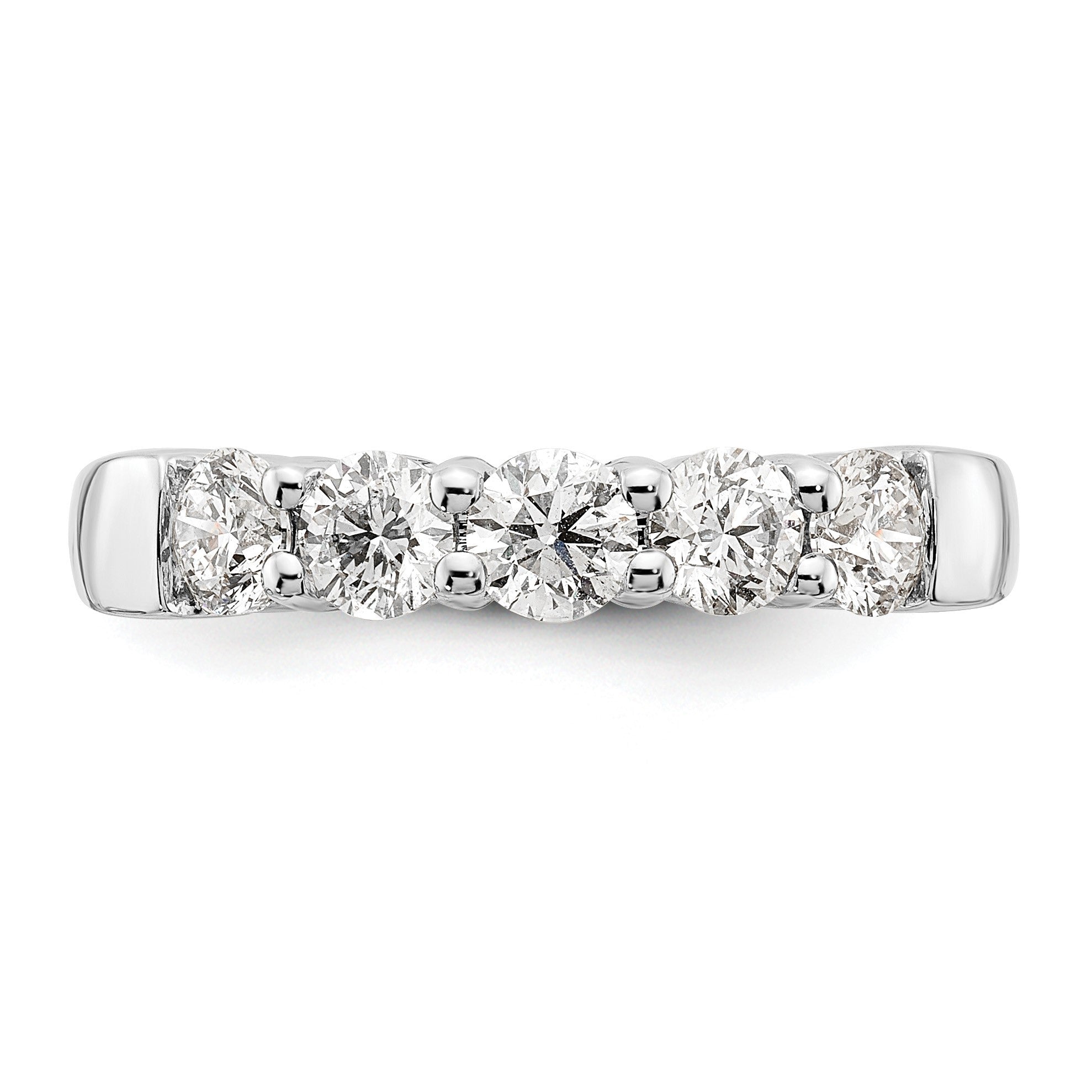 14K Weißgold Ring mit 5 natürlichen Diamanten