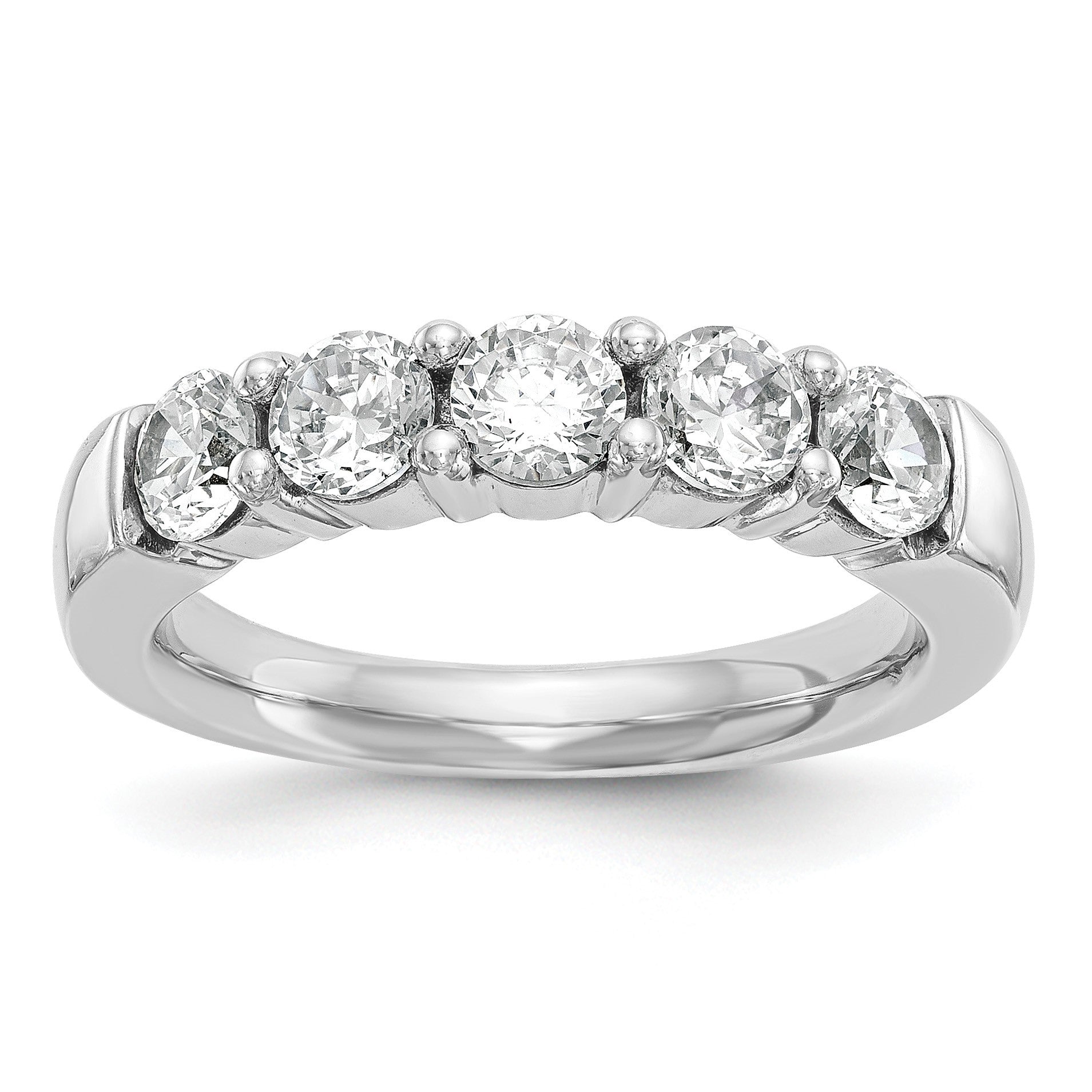 14K Weißgold Ring mit 5 natürlichen Diamanten