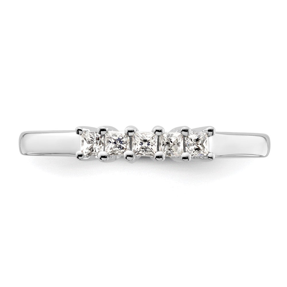 14K Weißgold Ehering mit 5 natürlichen Diamanten