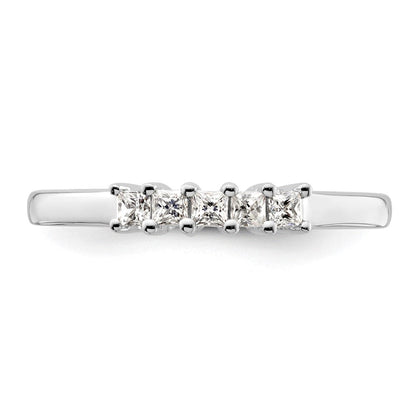 14K Weißgold Ehering mit 5 natürlichen Diamanten