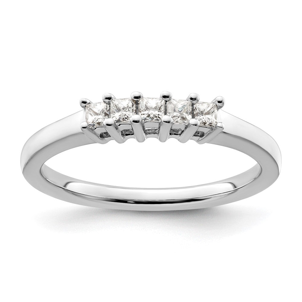 14K Weißgold Ehering mit 5 natürlichen Diamanten