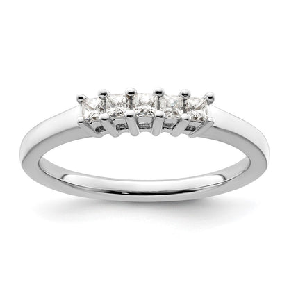 14K Weißgold Ehering mit 5 natürlichen Diamanten