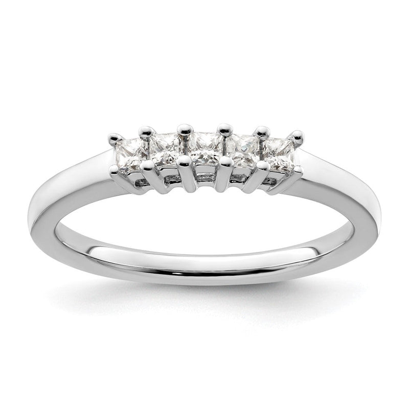 14K Weißgold Ehering mit 5 natürlichen Diamanten, 0,25 ct. Gesamtgewicht