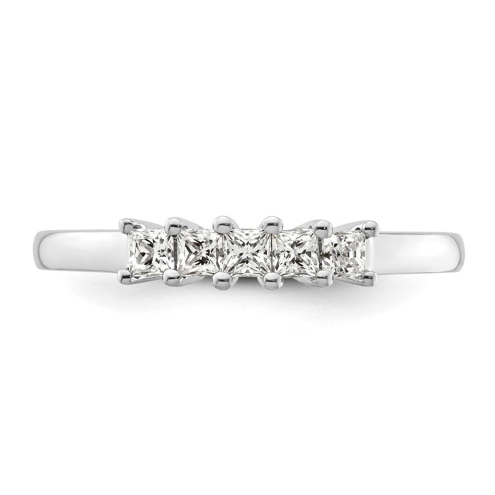 14K Weißgold Ehering mit 5 natürlichen Diamanten