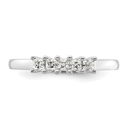 14K Weißgold Ehering mit 5 natürlichen Diamanten
