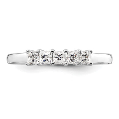 14K Weißgold Ehering mit 5 natürlichen Diamanten