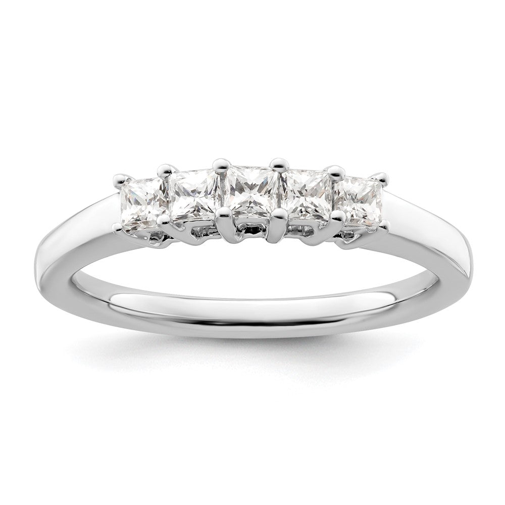 14K Weißgold Ehering mit 5 natürlichen Diamanten