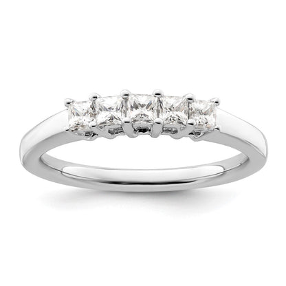 14K Weißgold Ehering mit 5 natürlichen Diamanten