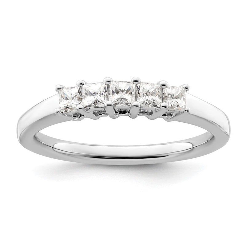14K Weißgold Ehering mit 5 natürlichen Diamanten, 0,5 ct Gesamtgewicht