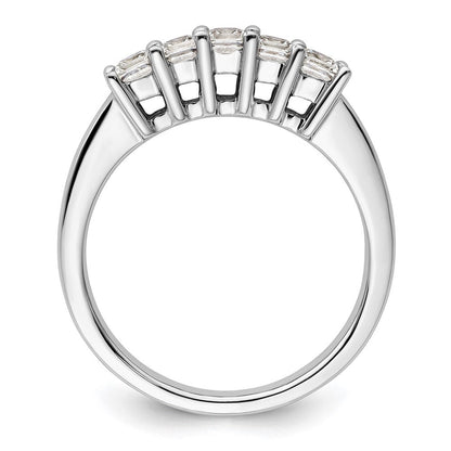 14K Weißgold Ehering mit 5 natürlichen Diamanten