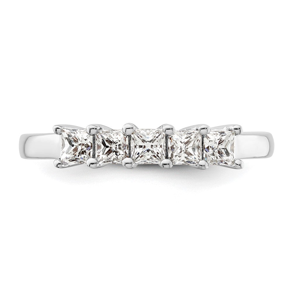14K Weißgold Ehering mit 5 natürlichen Diamanten